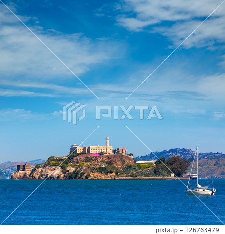 Alcatraz island penitentiary in San Francisco Bay California 126763479
