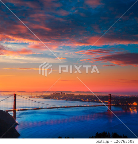 Golden Gate Bridge San Francisco sunrise California Golden Gate Bridge San Francisco sunrise California 126763508