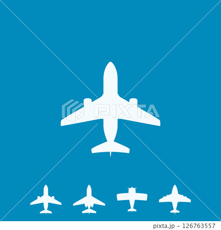 white simple airplanes as icons in set white simple airplanes as icons in set 126763557