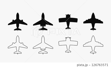 simple airplanes icons in set on white 126763571