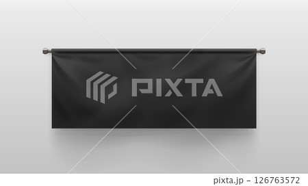realistic black fabric banner on white back 126763572