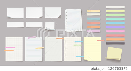 paper sheets with helpful stickers in set 126763573