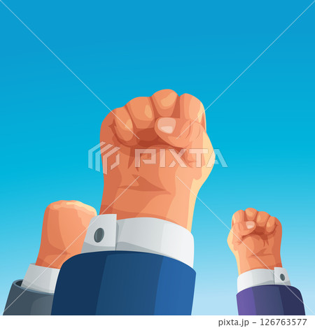 fist up sign strike at sunny day 126763577