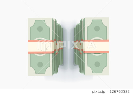 cute money stacks on white with shadow 126763582
