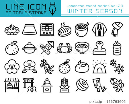 ラインアイコン　日本のイベントシリーズvol.20　日本の冬 126763603
