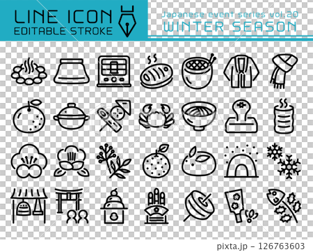 ラインアイコン　日本のイベントシリーズvol.20　日本の冬 126763603