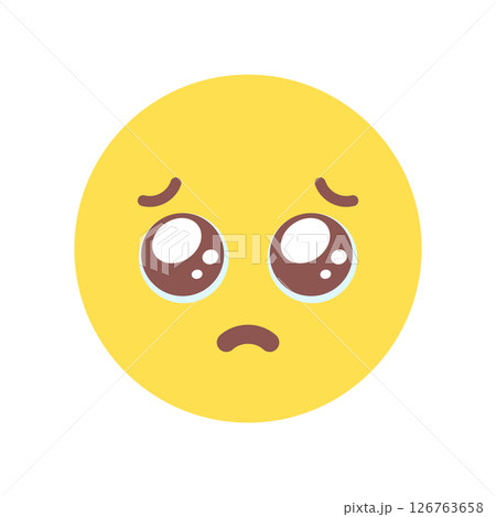 うるうるした涙目のぴえん顔のかわいい絵文字 - お願い･心配･悲しい感情の素材 126763658