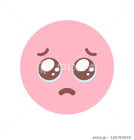 うるうるした涙目のぴえん顔のかわいい絵文字 - お願い･心配･悲しい感情の素材 126763659