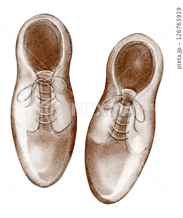 Watercolor Illustration of Men's Leather Dress Shoes 126763919