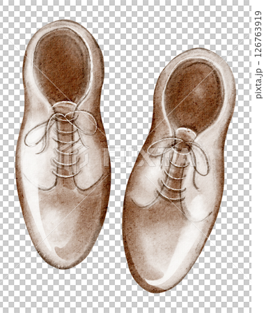 Watercolor Illustration of Men's Leather Dress Shoes 126763919