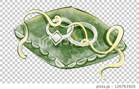 Wedding Rings and Ring Pillow Illustration 126763920