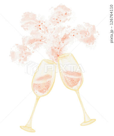 Champagne Toast Watercolor Illustration 126764110