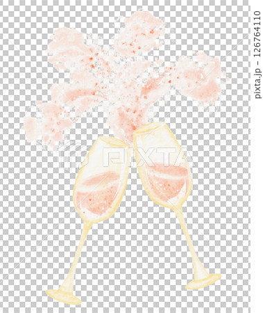 Champagne Toast Watercolor Illustration 126764110