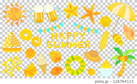 夏季素材集黃色向量素材 126764113