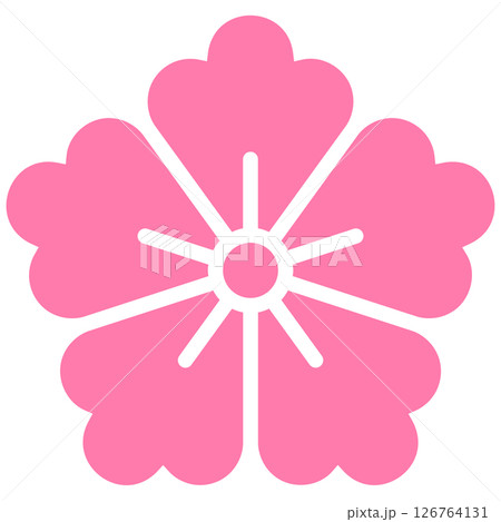 桜のシルエット、ピンクの花びらが可愛い春のイラスト 126764131