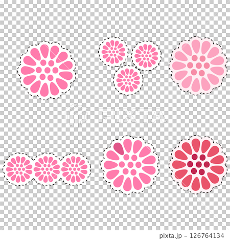 一組六種帶有粉紅色花朵圖案的變體 一組六種帶有粉紅色花朵圖案的變體 126764134