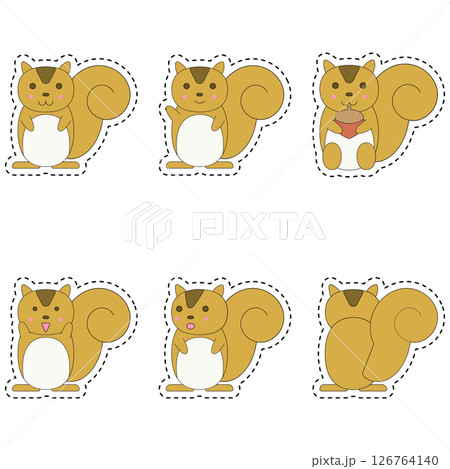 ポーズと表情が楽しいリスのステッカーセット 126764140