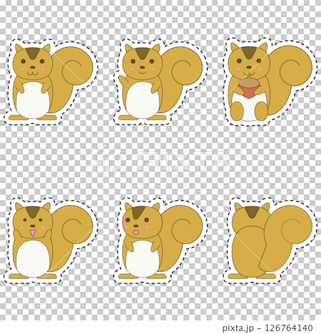 A sticker set of squirrels with fun poses and expressions 126764140