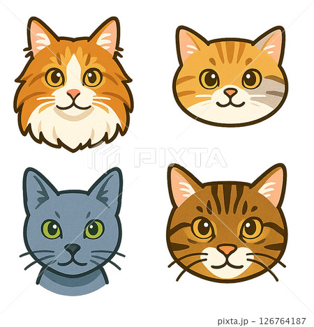 可愛いポップな猫の顔素材 可愛いポップな猫の顔素材 126764187