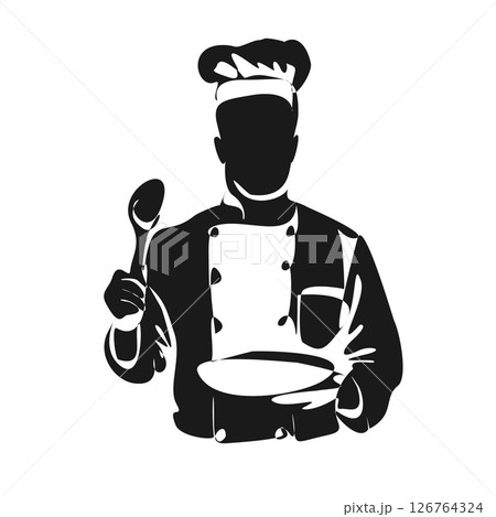 Chef cook line art vector illustration isolated on white background 126764324