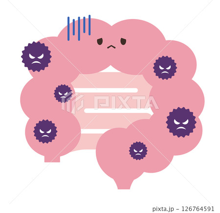 元気がない腸内環境のイラスト　悪玉菌 126764591