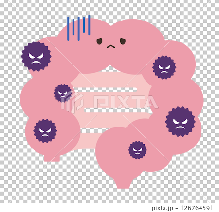 元気がない腸内環境のイラスト　悪玉菌 126764591