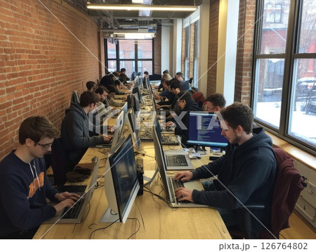 Startup Coders Working in Open Workspace 126764802