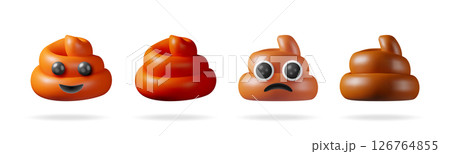 A 3d vector set collection of various brown poop A 3d vector set collection of various brown poop 126764855