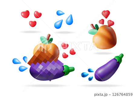 3d vector collection with fruits and vegetables 3d vector collection with fruits and vegetables 126764859