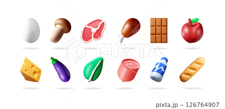 Food 3d icon set collection. Food 3d icon set collection. 126764907