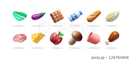 Collection of 3d vector of various food 126764908