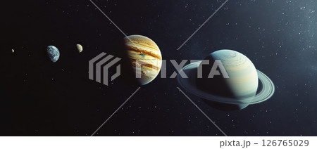Planets of the solar system aligned in space Planets of the solar system aligned in space 126765029