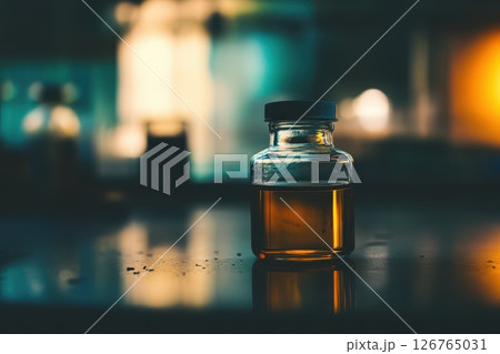 Mysterious amber liquid in a laboratory setting Mysterious amber liquid in a laboratory setting 126765031