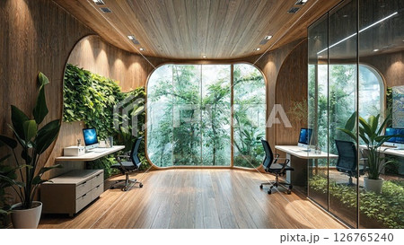 壁面緑化が美しい、未来型バイオフィリックオフィスデザイン 壁面緑化が美しい、未来型バイオフィリックオフィスデザイン 126765240
