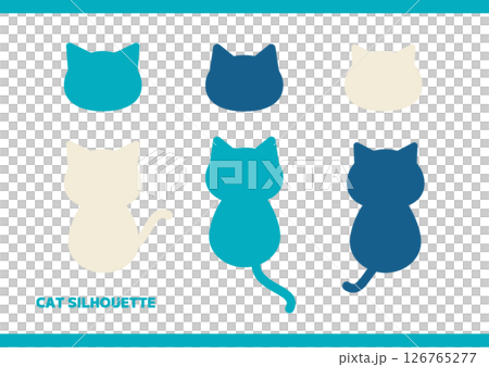 Cat silhouette set blue Cat silhouette set blue 126765277