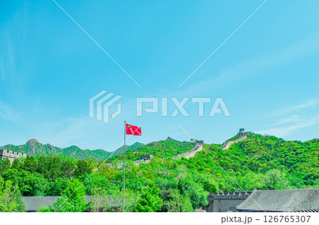 中国　万里の長城からの景色 126765307