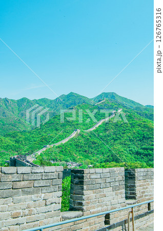 中国　万里の長城からの景色 126765316