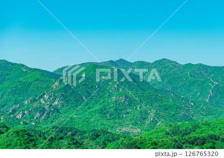 中国　万里の長城からの景色 126765320