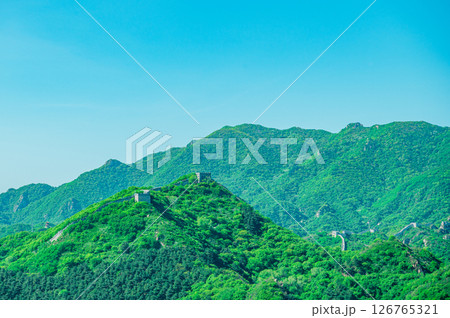 中国　万里の長城からの景色 126765321