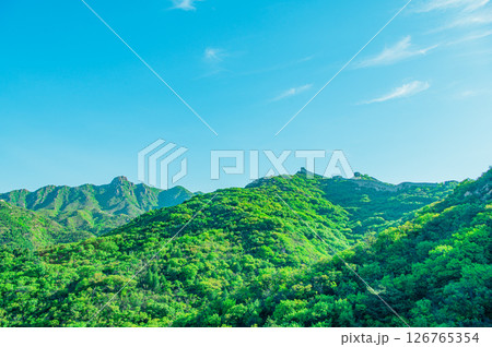 中国　万里の長城からの景色 126765354