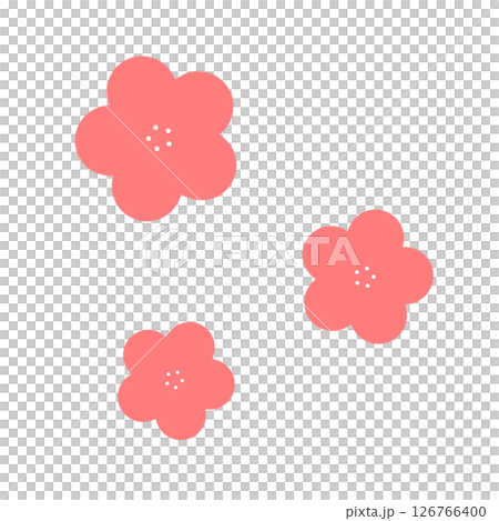 赤色の花のイラスト素材　シンプル 126766400