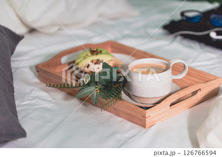 Tray with cup of coffee 126766594