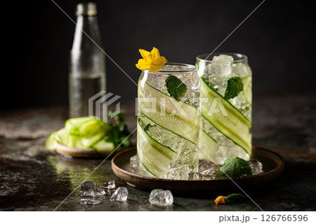 Cucumber infused detox water 126766596