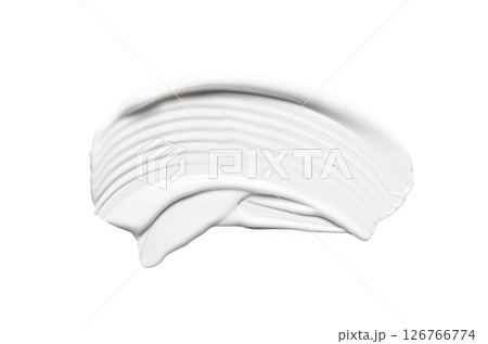 A sample of a white cosmetic moisturizer or anti-aging cream. Isolated on a white background. A sample of a white cosmetic moisturizer or anti-aging cream. Isolated on a white background. 126766774
