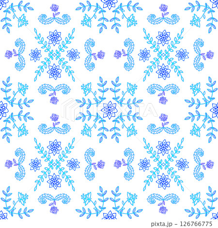 Blue floral seamless ornament vector illustration 126766775