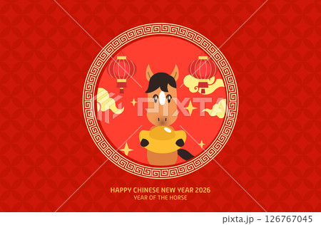 Happy chinese new year of the horse 2026 celebration background 126767045