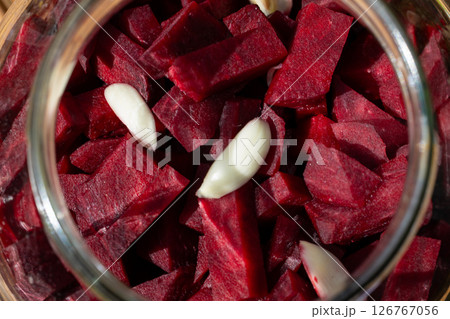 Beetroot Kvass With Garlic Top View Beetroot Kvass With Garlic Top View 126767056