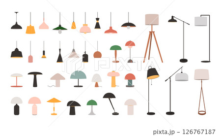 Modern Lamp Collection .Flat Illustration 1 126767187