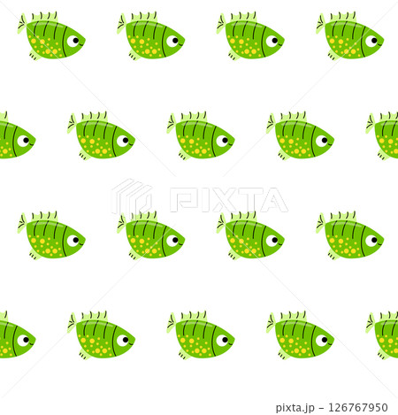 Seamless pattern with green fish. Exotic tropical green fish. Seamless pattern with green fish. Exotic tropical green fish. 126767950