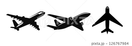 Airplane passenger travel back silhouette icon. Aeroplane vector icon aircraft isolated symbol shape Airplane passenger travel back silhouette icon. Aeroplane vector icon aircraft isolated symbol shape 126767984